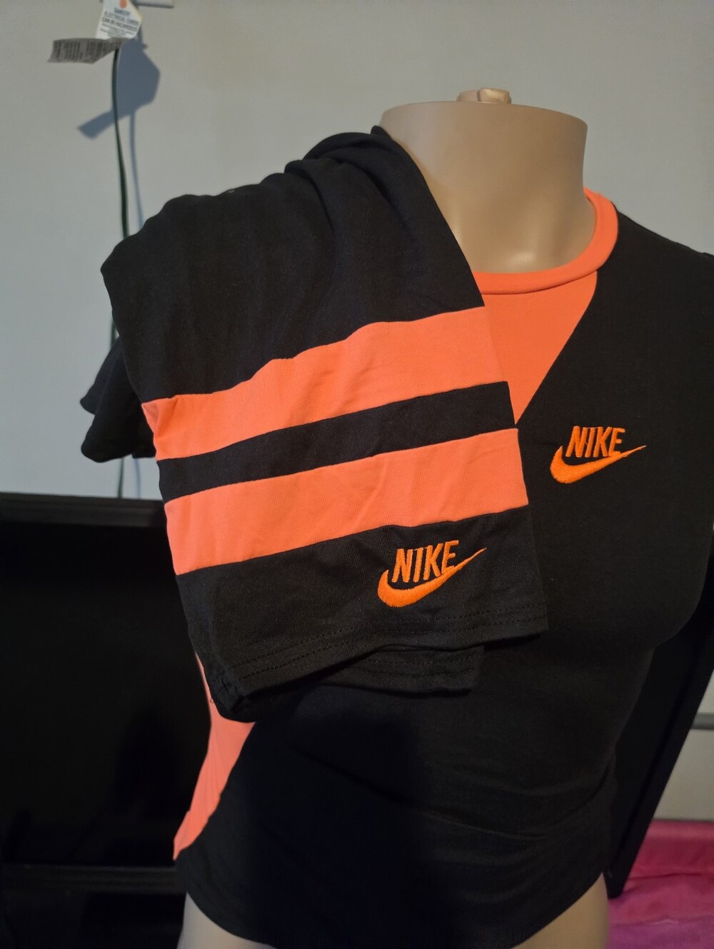 Nike Women’s Black Bike Shorts with Neon Orange & Lime Accents